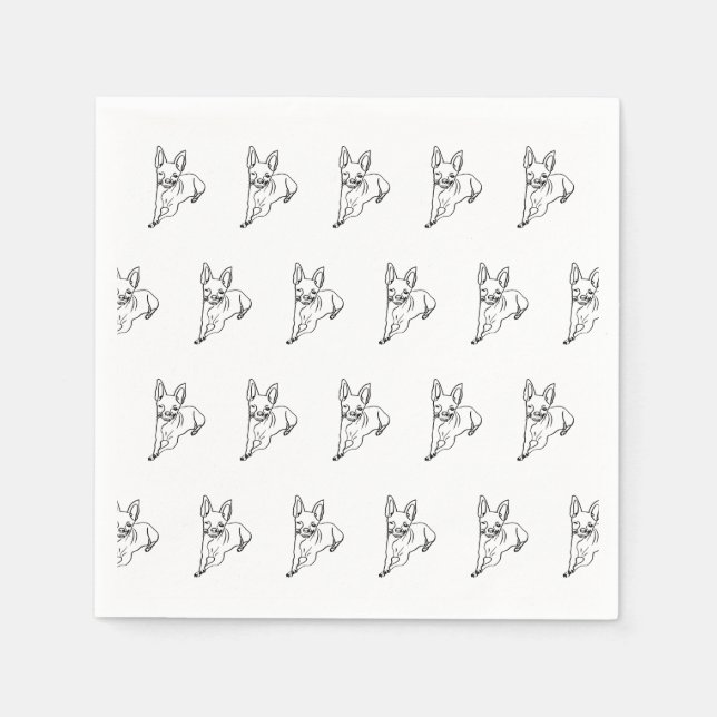 Stylish Chihuahua: Personalised Line Art Napkin (Front)
