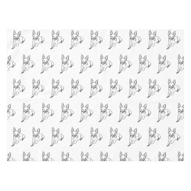Stylish Chihuahua: Personalised Line Art Tablecloth (Front (Horizontal))