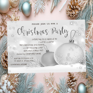 Stylish Christmas Balls Company Christmas Party Invitation