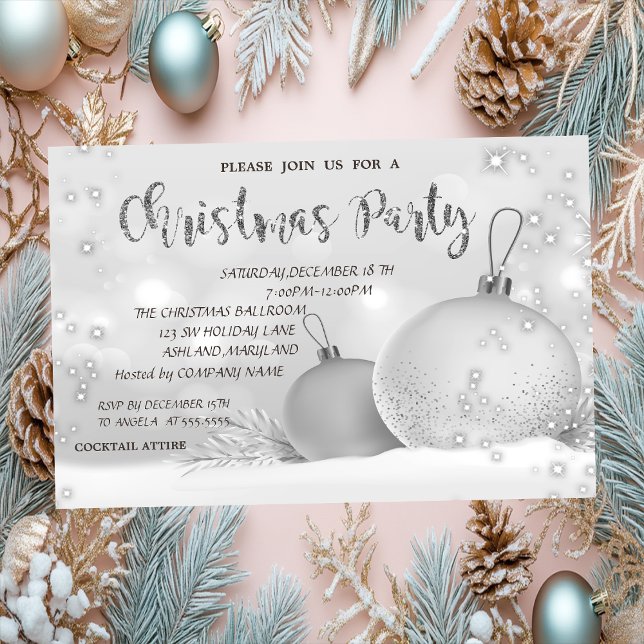 Stylish Christmas Balls Company Christmas Party  Invitation (Creator Uploaded)