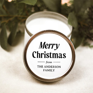 Stylish Christmas   Black and White Holiday Classic Round Sticker