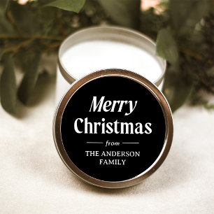 Stylish Christmas   Black Holiday Classic Round Sticker