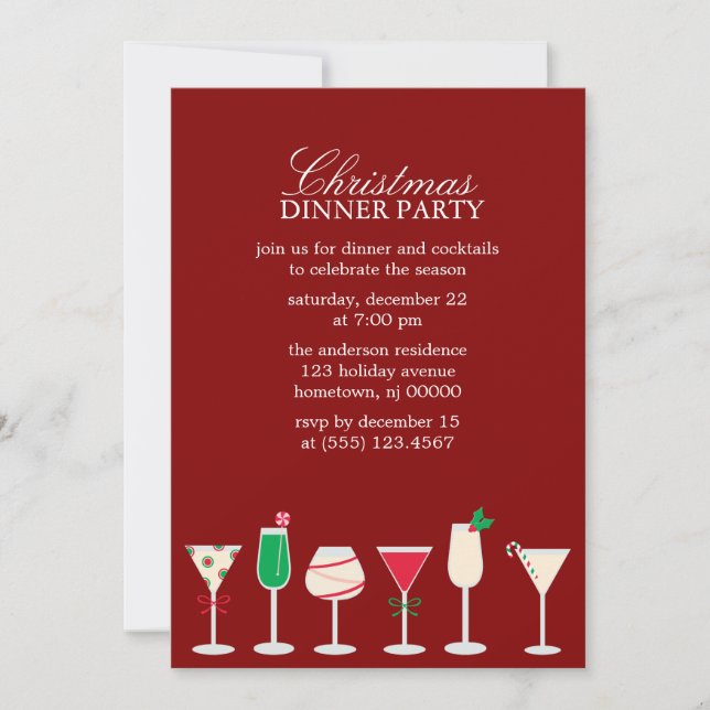 Stylish Christmas Cocktail Party Invitation (Front)
