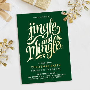 Stylish Christmas Forest Green And Gold Script