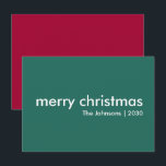Stylish Christmas | Modern Simple Minimalist Green Holiday Card<br><div class="desc">Simple, stylish "merry christmas" quote greeting card with modern typography in white on a forest green background in a minimalist 'scandi' scandinavian design style. The card can be easily personalised with your own holiday greeting, family name and year to make a truly bespoke christmas holiday card for the festive season!...</div>