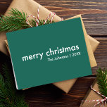 Stylish Christmas | Modern Simple Minimalist Green Holiday Card<br><div class="desc">Simple, stylish "merry christmas" quote greeting card with modern typography in white on a forest green background in a minimalist 'scandi' scandinavian design style. The card can be easily personalized with your own holiday greeting, family name and year to make a truly bespoke christmas holiday card for the festive season!...</div>