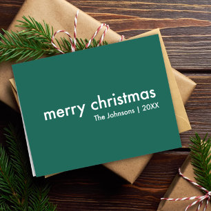 Stylish Christmas Modern Simple Minimalist Green Holiday Card