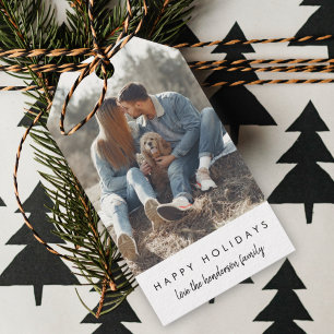 Stylish Christmas Modern Trendy Minimal Photo Gift Tags