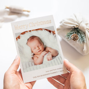 Stylish Christmas   One Photo Elegant Gold