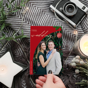 Stylish Christmas Photo Arch Wedding Invitation
