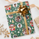 Stylish Christmas Photo Collage Trees Forest Green Wrapping Paper<br><div class="desc">Make your Christmas gift extra special with this photo collage wrapping paper! Six photos for you to replace with your own family friends or pets! A stylish holiday design featuring festive trees, snowflakes and stars. Premium quality paper, available with a matte or glossy finish. Colours: forest green, white and gold...</div>