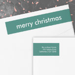 Stylish Christmas | Simple Green Return Address<br><div class="desc">Simple, stylish "merry christmas" quote wrap around address label with modern typography in white on a forest green background in a minimalist 'scandi' scandinavian design style. The label can be easily personalised with your own greeting, return name and address to make a truly bespoke christmas holiday label for the festive...</div>