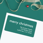 Stylish Christmas | Simple Green Return Address Label<br><div class="desc">Simple, stylish "merry Christmas" quote return address label with modern typography in white on a forest green background in a minimalist 'scandi' scandinavian design style. The label can be easily personalised with your own greeting, return name and address to make a truly bespoke christmas holiday label for the festive season...</div>