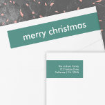 Stylish Christmas | Simple Green Return Address  Wrap Around Label<br><div class="desc">Simple, stylish "merry christmas" quote wrap around address label with modern typography in white on a forest green background in a minimalist 'scandi' scandinavian design style. The label can be easily personalised with your own greeting, return name and address to make a truly bespoke christmas holiday label for the festive...</div>