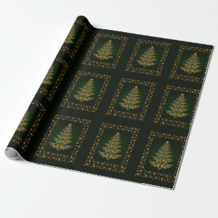 Stylish Christmas Tree And Stars Wrapping Paper