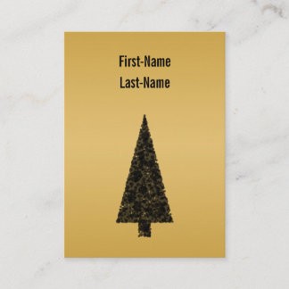 Stylish Christmas Tree. Black and Gold. Business Card