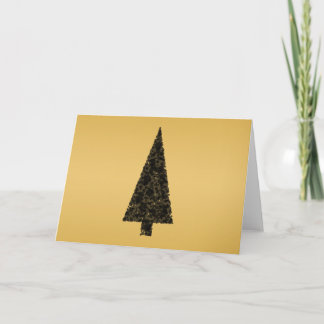 Stylish Christmas Tree. Black and Gold. Holiday Card