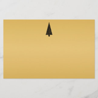 Stylish Christmas Tree. Black and Gold. Stationery