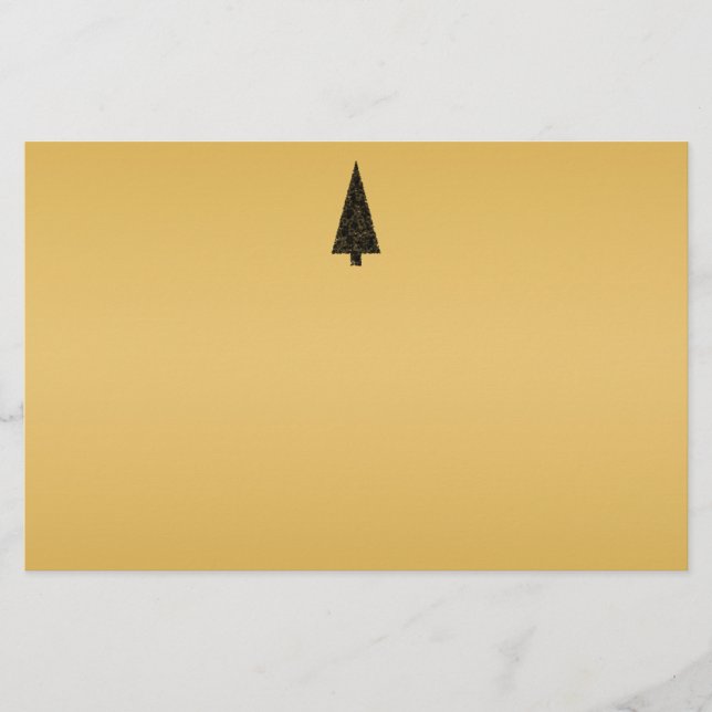 Stylish Christmas Tree. Black and Gold. Stationery (Front)