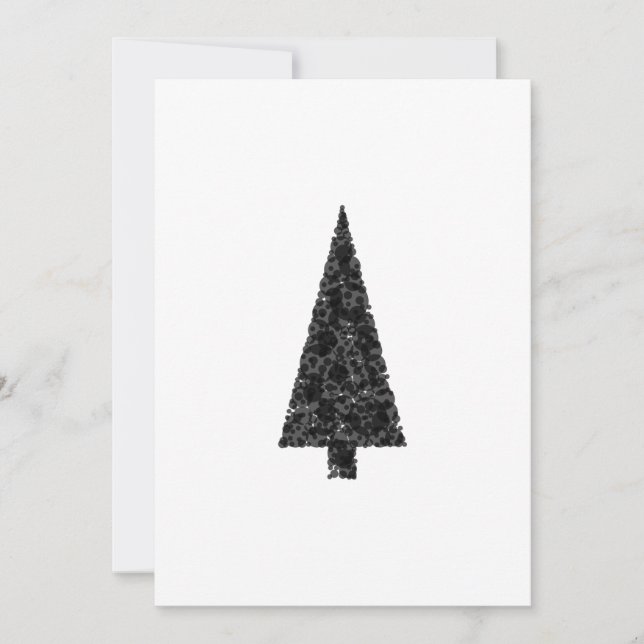 Stylish Christmas Tree. Black and White. Holiday Card (Front)