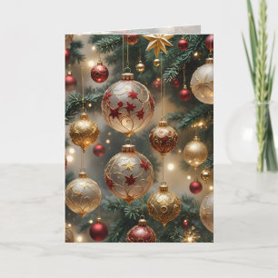 Stylish Christmas tree ornaments in champagne Card