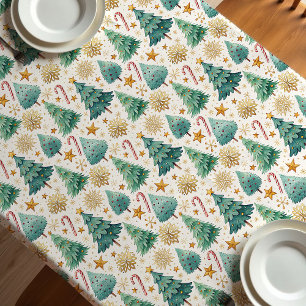 Stylish Christmas trees festive dining room decor Tablecloth