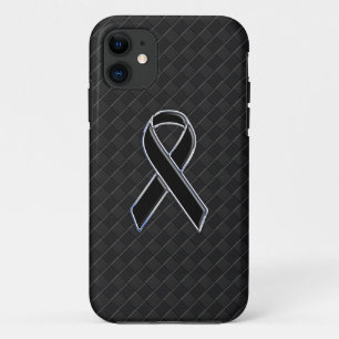 Stylish Chrome Black Ribbon Awareness Case-Mate iPhone Case