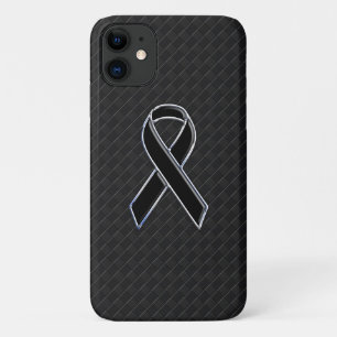 Stylish Chrome Black Ribbon Awareness Case-Mate iPhone Case