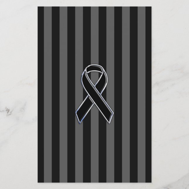 Stylish Chrome Black Ribbon Awareness Flyer (Front)