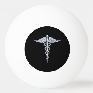 Stylish Chrome Like Caduceus Medical Symbol Ping Pong Ball