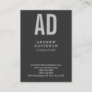 Stylish Chubby Grey Monogram Plain Business Card