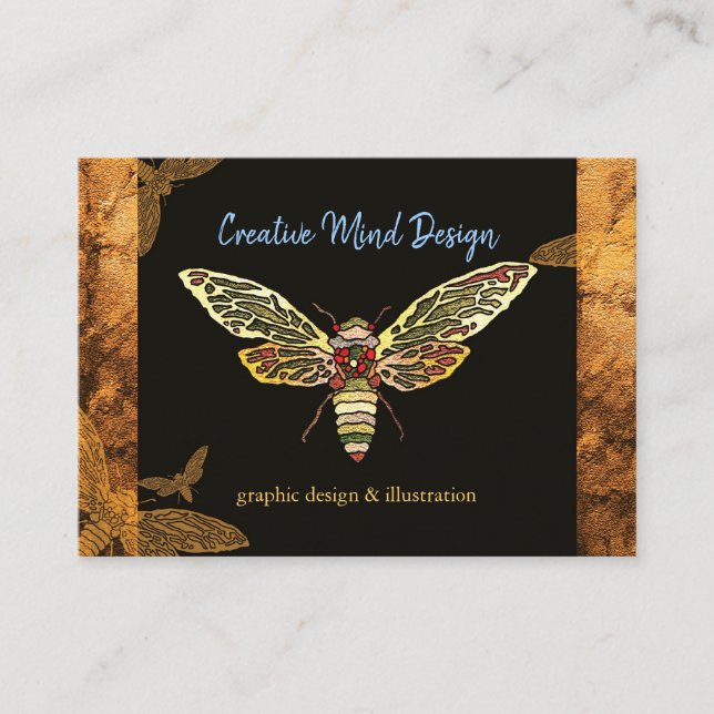 Stylish Cicada Hipster Designer Business Card (Front)