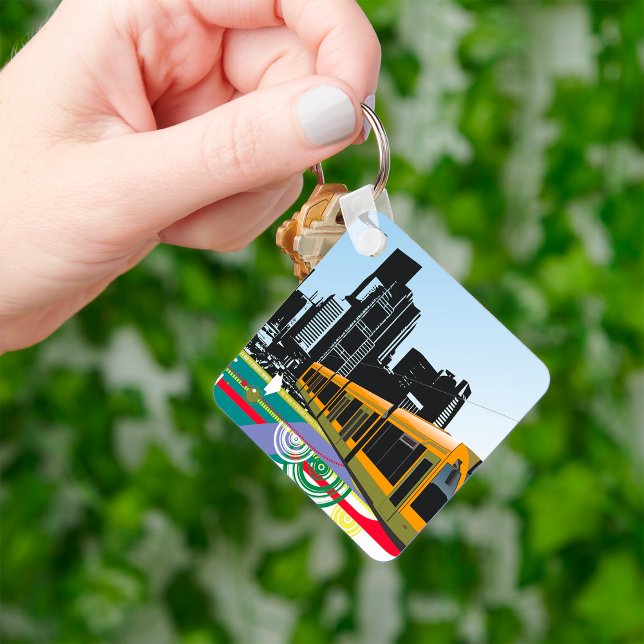 Stylish City Tram Transportation Art Key Ring (Creator Uploaded)