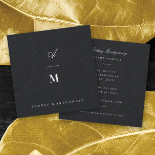 Stylish Classic Double Monogram Modern Minimalist Square Business Card