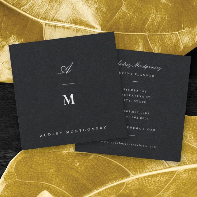 Stylish Classic Double Monogram Modern Minimalist Square Business Card (Stylish Classic Double Monogram Modern Minimalist Square Business Card @ fatfatin)