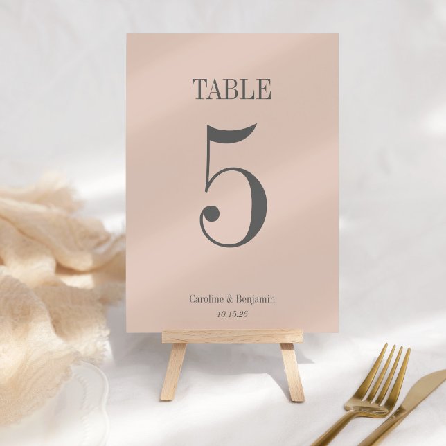 Stylish Classic Dusty Blush Elegant Simple Wedding Table Number (Creator Uploaded)