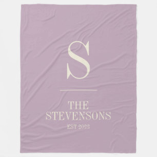 Stylish Classic Family Monogram Est Dusty Lilac Fleece Blanket