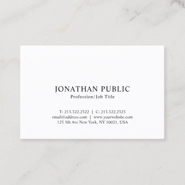 Stylish Classic Look Minimalistic Plain Nostalgic Business Card (Front)