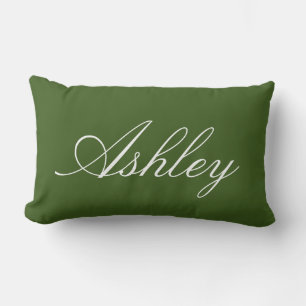 STYLISH CLASSIC MODERN CUSTOMIZED NAME DARK GREEN LUMBAR CUSHION