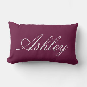 STYLISH CLASSIC MODERN CUSTOMIZED NAME DEEP GRAPE LUMBAR CUSHION