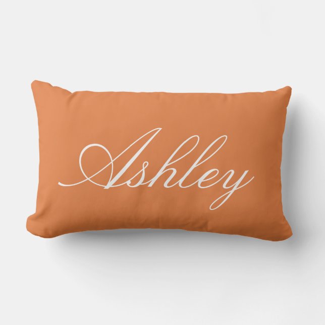 STYLISH CLASSIC MODERN CUSTOMIZED NAME ORANGE LUMBAR CUSHION (Front)