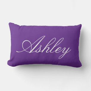 STYLISH CLASSIC MODERN CUSTOMIZED NAME PURPLE LUMBAR CUSHION