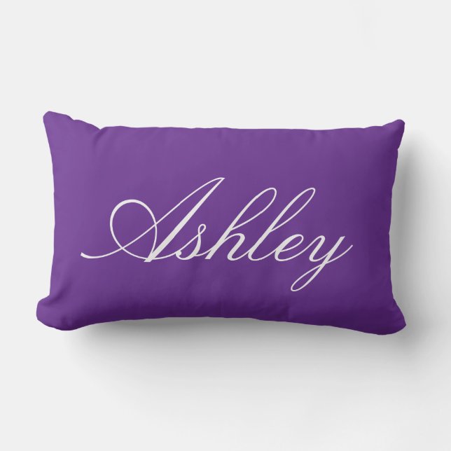 STYLISH CLASSIC MODERN CUSTOMIZED NAME PURPLE LUMBAR CUSHION (Front)