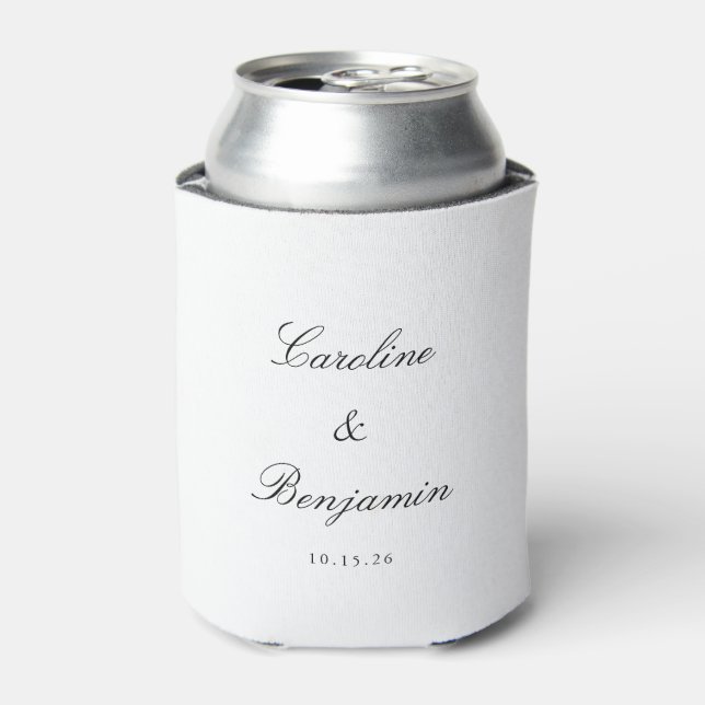 Stylish Classic Script Elegant Wedding Custom Name Can Cooler (Can Front)