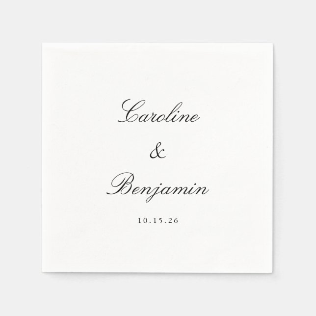 Stylish Classic Script Elegant Wedding Custom Name Napkin (Front)
