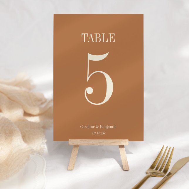 Stylish Classic Terracotta Elegant Simple Wedding Table Number (Creator Uploaded)