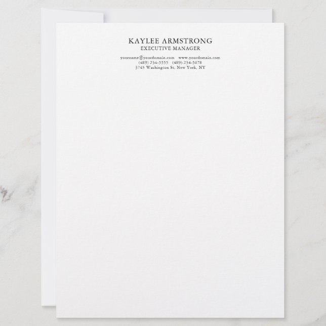 Stylish Classical Plain Minimalist Professional Custom Letterhead (Front)