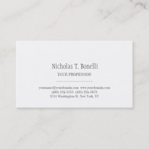 Stylish Classical White Elegant Plain Simple Business Card