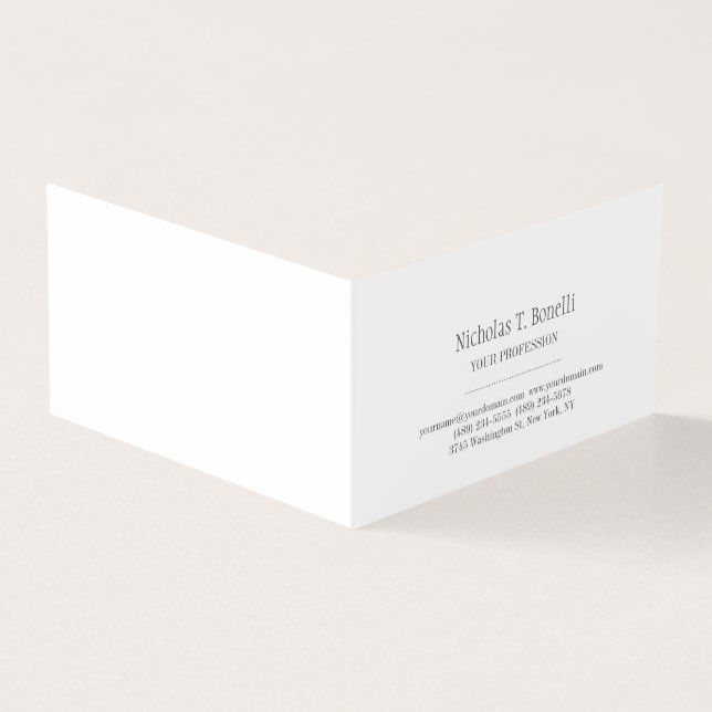 Stylish Classical White Elegant Plain Simple Card (Outside)