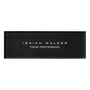 Stylish Classy Plain Unique Special Black & White Name Tag